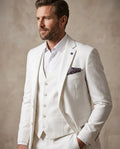 White Classic Plain 3 Piece Men's Suit