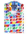 White Colourful Brush Stroke Print with Matching Handkerchief-Makrom