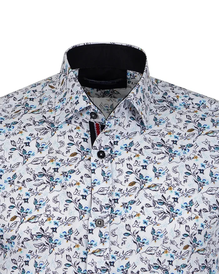 Floral patterned shirt on a white background