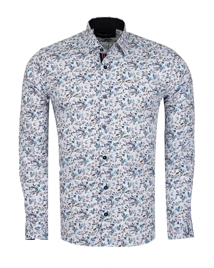Floral patterned shirt on a white background