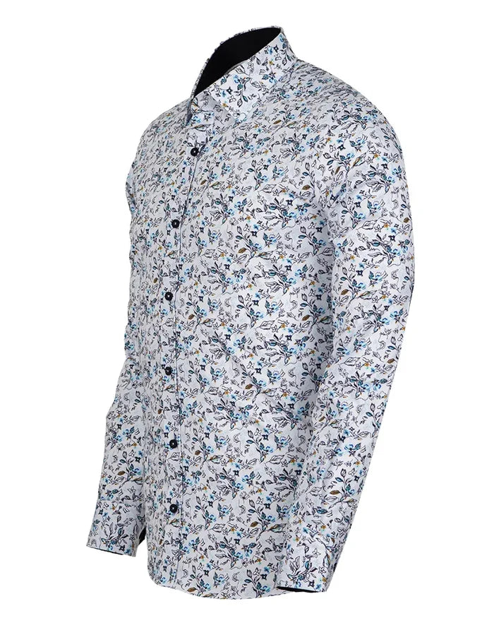 Floral patterned shirt on a white background