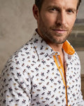 White Horse Print Shirt with Matching Handkerchief
