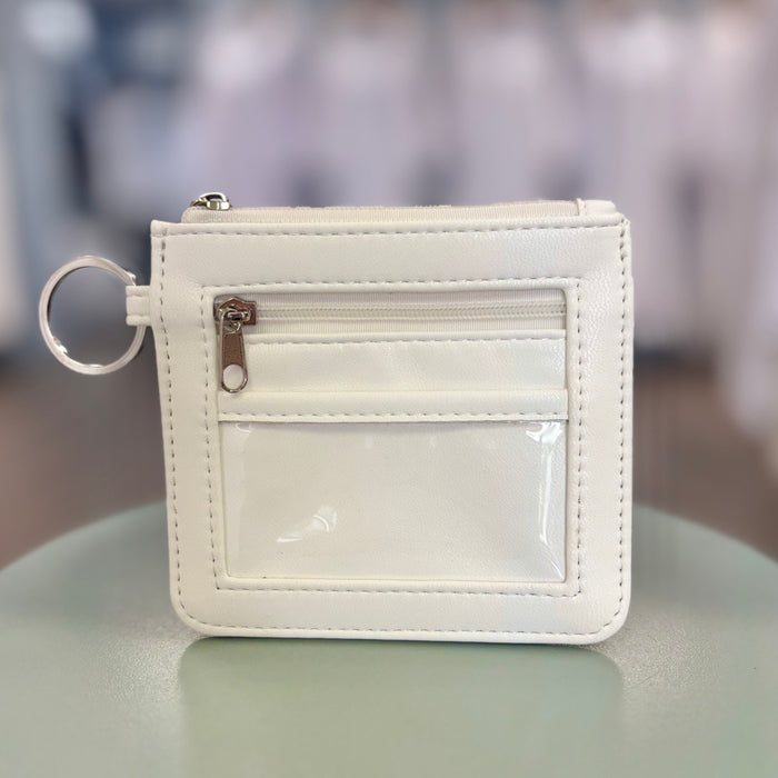 White Leather Zipper Pouch