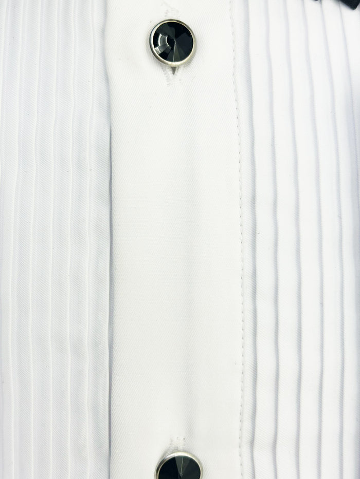 Black Pleated Dress Shirt with Bow Tie-Makrom