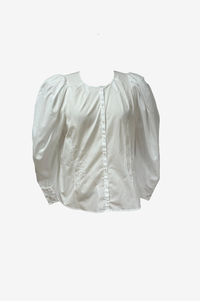 White Puff Sleeve Cotton Blouse