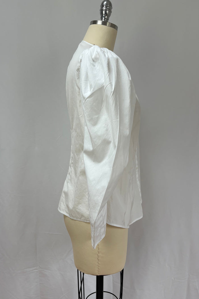 White Puff Sleeve Cotton Blouse