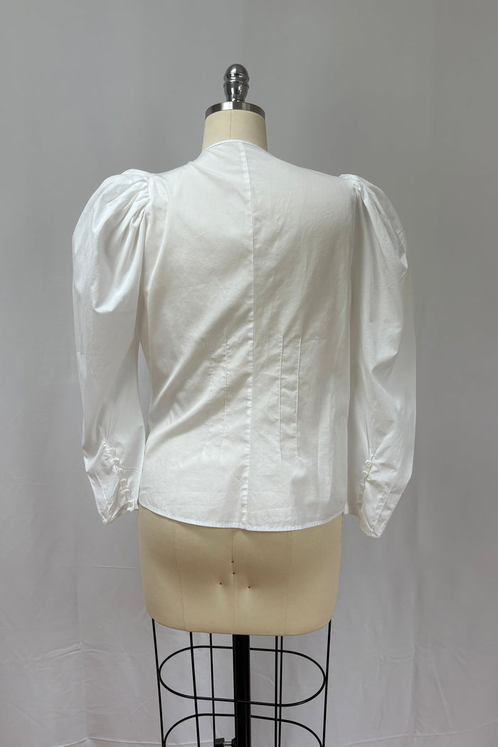 White Puff Sleeve Cotton Blouse