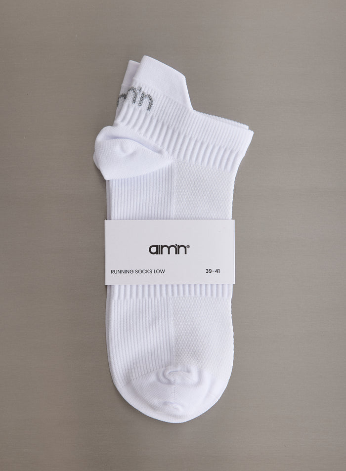 White Running Socks Low