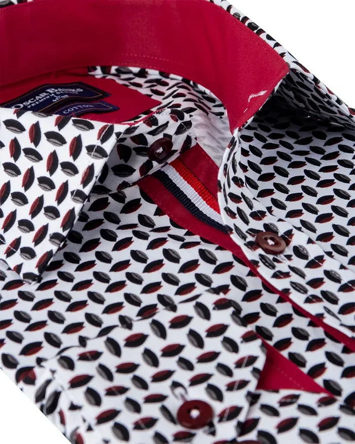 White Seed Print Shirt with Matching Handkerchief-Makrom