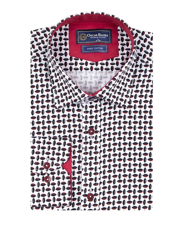 White Seed Print Shirt with Matching Handkerchief-Makrom