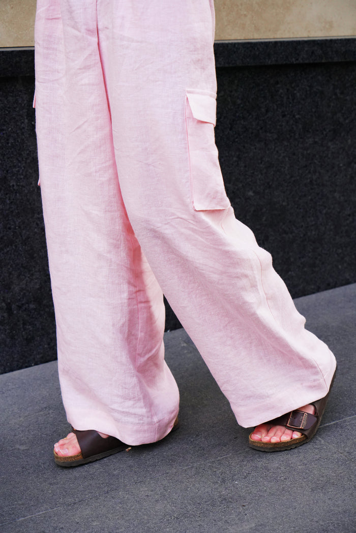 Wide Linen Cargo Pants ALBA - IN STOCK