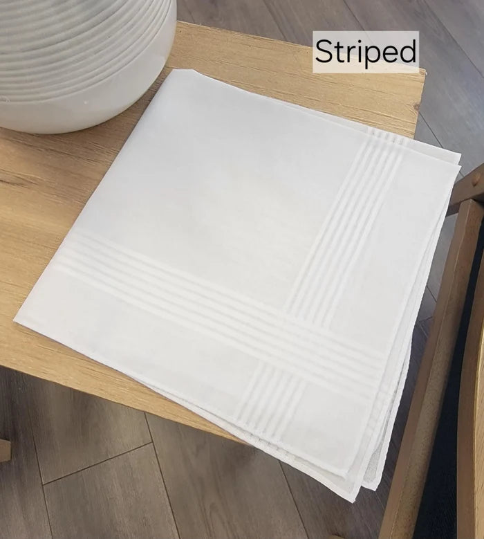 men's hankie with striped edge