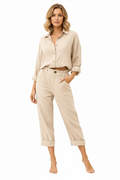 Loose women trousers cotton linen fabric high waist drawstring casual pants breathable spring summer outfit