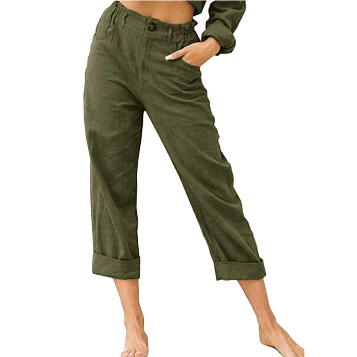 Women breathable trousers cotton linen loose fit casual pants high waist comfortable summer outfit