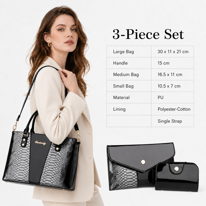 Large capacity PU tote bag with single strap, patch pocket and structured horizontal square shape for daily styling needs now