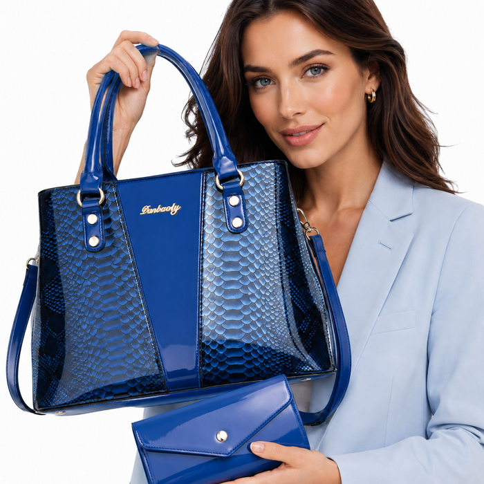 Three piece crossbody tote bag set with medium hardness, stitching lines and practical pockets for workday essentials now set