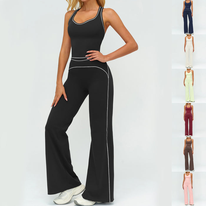 yoga training outfit women sleeveless top slim gym pants