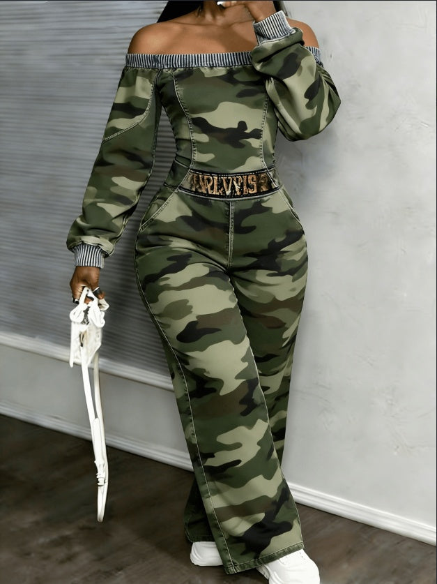 Streetwear jumpsuit women style with bold camo print, shaped waist and confident city mood