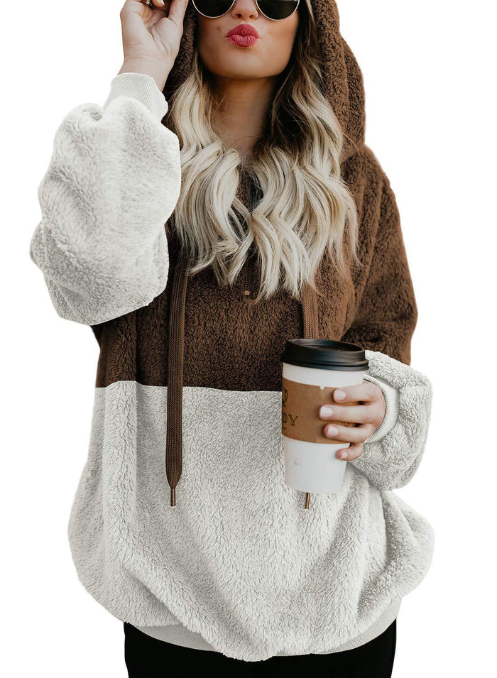 rope hood sweatshirt jacket women soft fabric relaxed fit detail