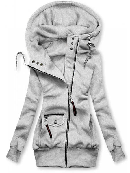 slim hoodie jacket women black minimalist outfit daily wear context