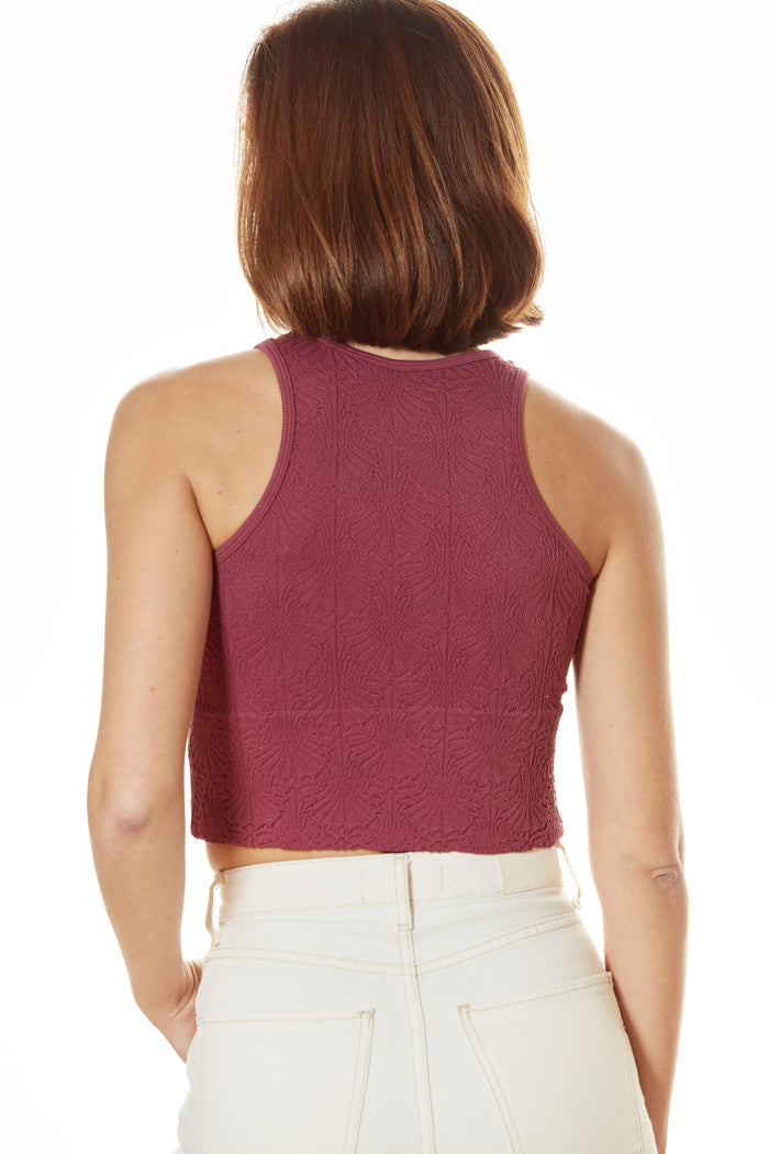 Floral High Neck Crop Top Black Onyx image 8