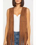 Women's Fringe Suede Whip Stitch Vest