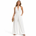 Women's Halter Jumpsuit With Loose Cropped Wide-Leg Fit