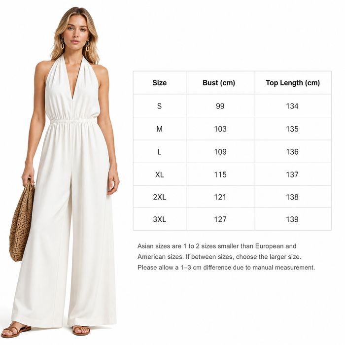 Women's Halter Jumpsuit With Loose Cropped Wide-Leg Fit