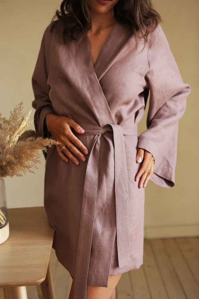Women’s Linen Kimono KAYA in Latte
