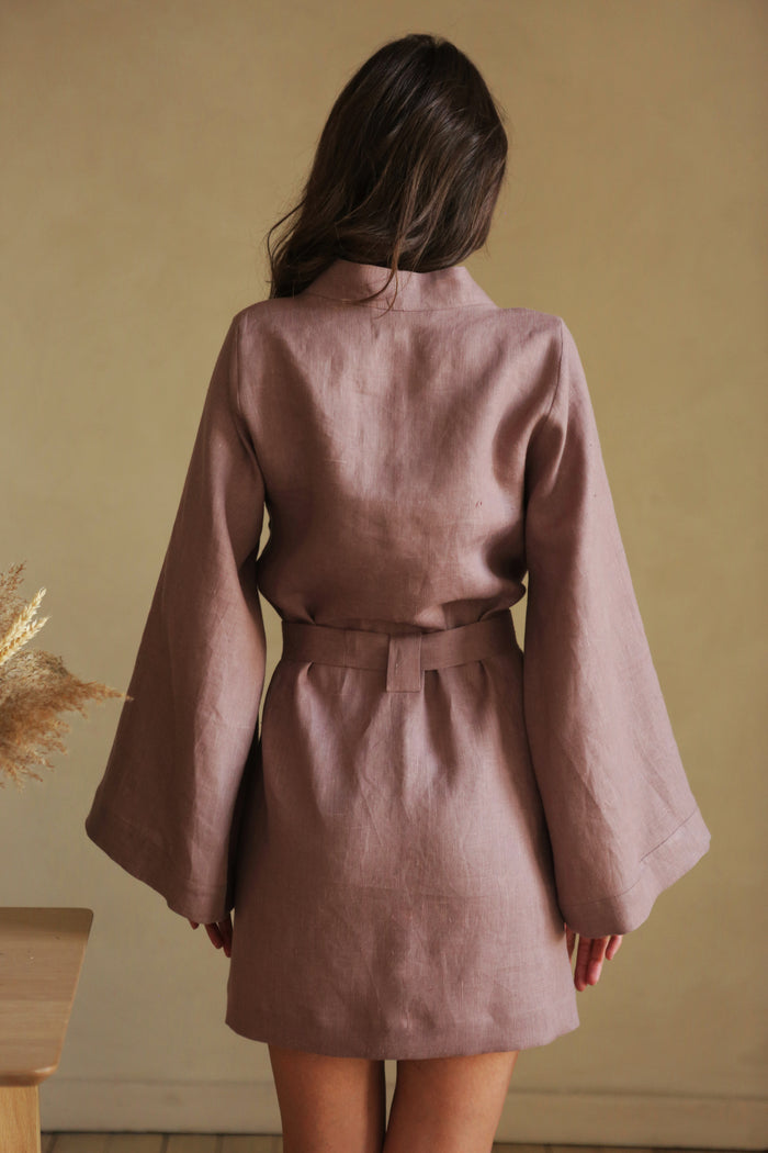 Women’s Linen Kimono KAYA in Latte