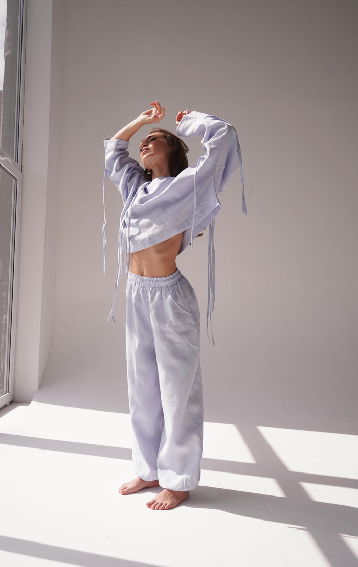 Women’s Linen Pants PEONY in Light blue