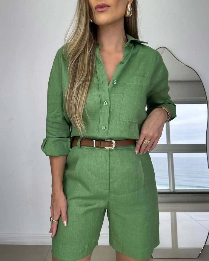 Women's linen set pants and top in red — side profile showing mid-waist silhouette and flowing pant drape