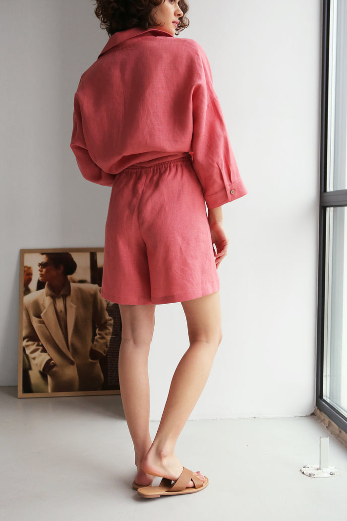 Women’s Linen Shorts BELLA in Peach