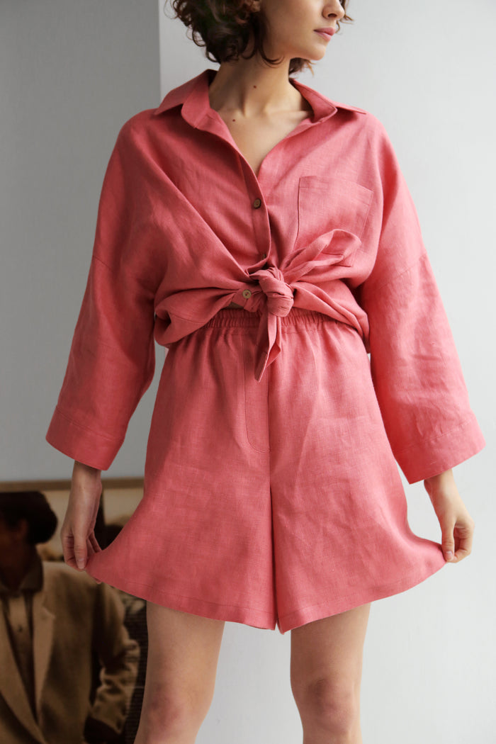 Women’s Linen Shorts BELLA in Peach