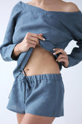 Women’s Linen Shorts LIANA in Blue grey