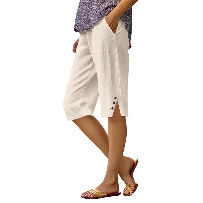 Inclusive size linen drawstring shorts women green, size chart reference, cotton linen summer bottom plus size fashion