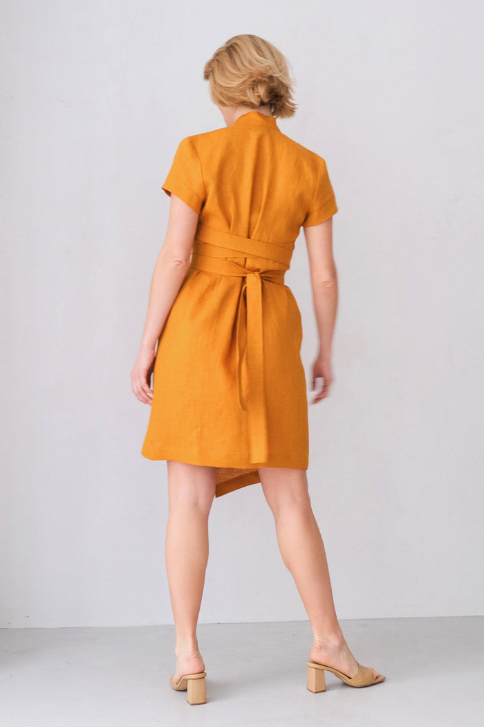 Women's Linen Wrap Dress ALOE - IN STOCK