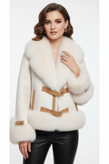 plush faux fur jacket pink close-up texture detail luxury hand feel