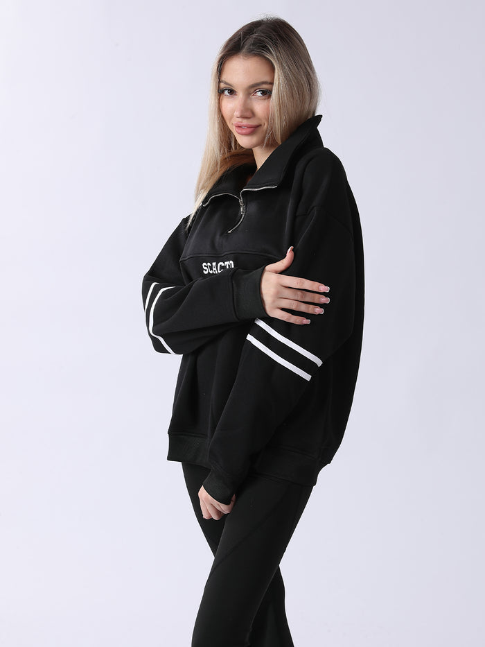 Women sweatshirt sleeve stripe detail