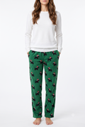 Women's Pajamas Santa Dog Green