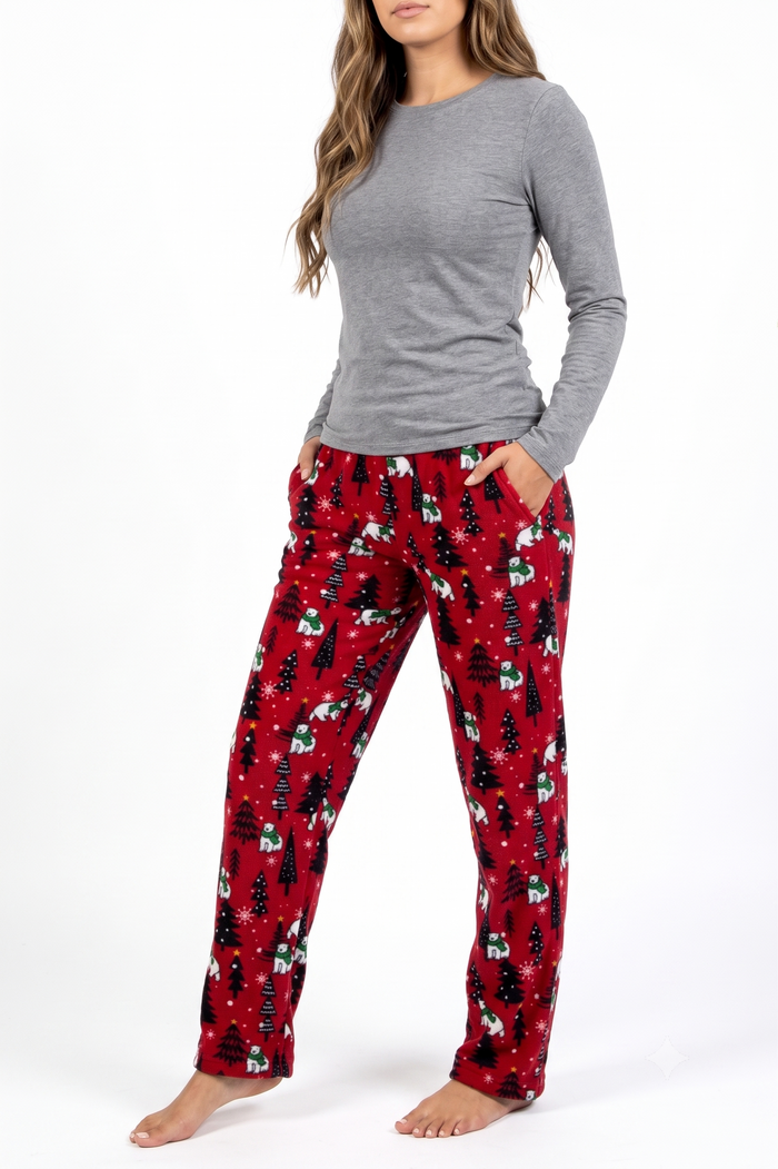 Women's Pajamas Santa Dog Green