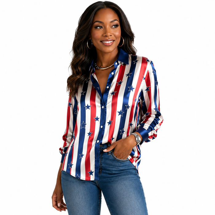 Summer printed long sleeve top for women with statement 3D pattern, regular sleeve cut and versatile casual styling ideas now