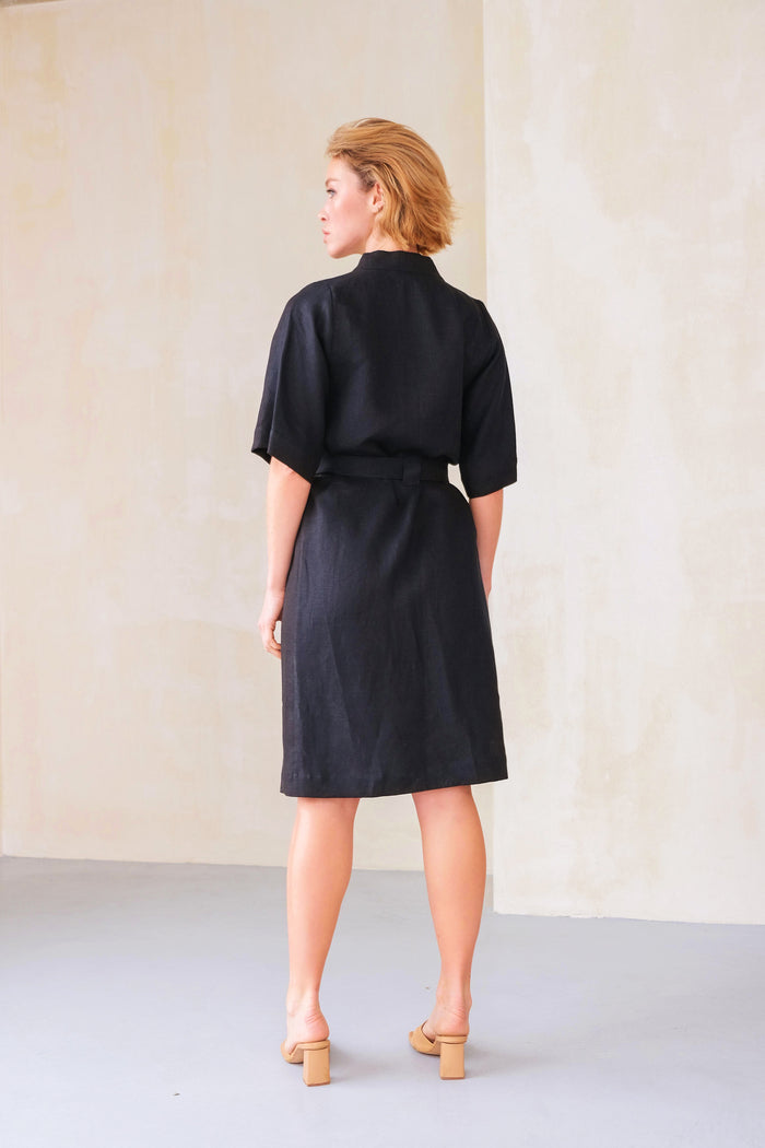 Women’s Short Linen Kimono UME in Black