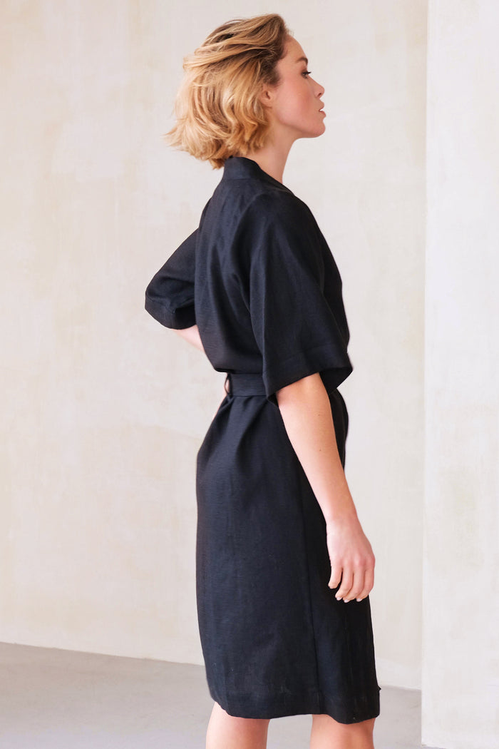 Women’s Short Linen Kimono UME in Black
