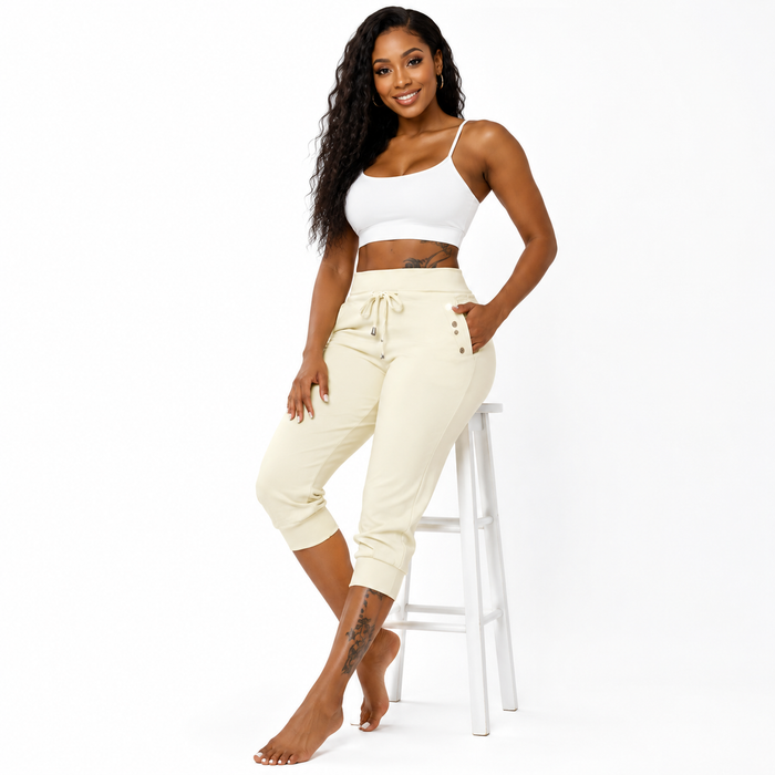 Women's Slim Fit Sweatpants Mid Rise Drawstring Wrinkle