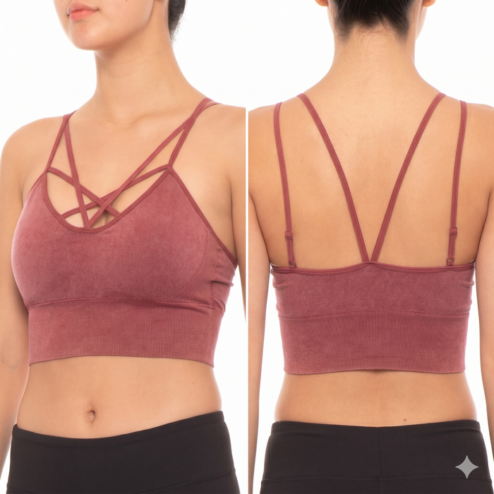 Women's Stone Washed Lattice Bralette