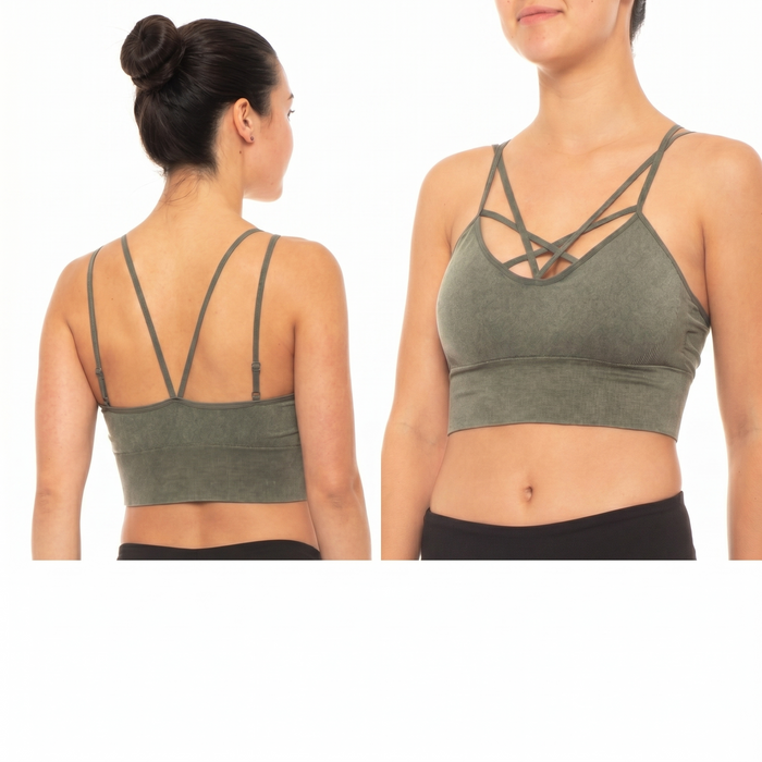 Women's Stone Washed Lattice Bralette