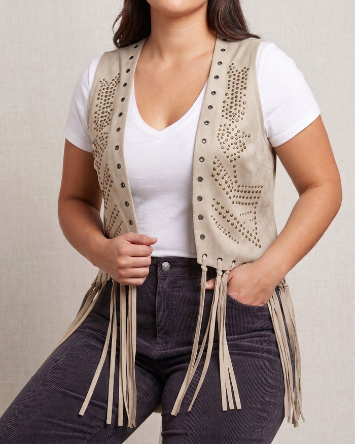 Women’s Studded Suede Rope Stitch Vest