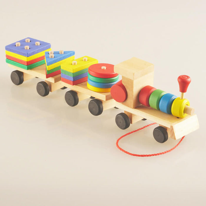 Wooden Train Three-Section Tractor Toy | Child Intelligence Puzzle Toys