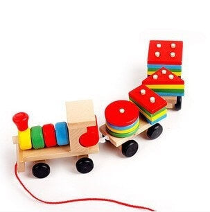 Wooden Train Three-Section Tractor Toy | Child Intelligence Puzzle Toys